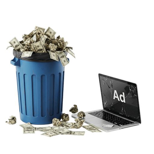 Trash bin overflowing with money